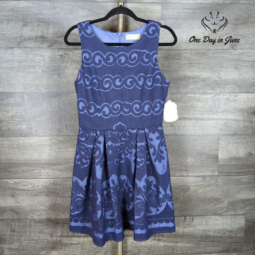 Altar'd State Fit & Flare Sleeveless Dress Navy Blue Floral NWT Size M